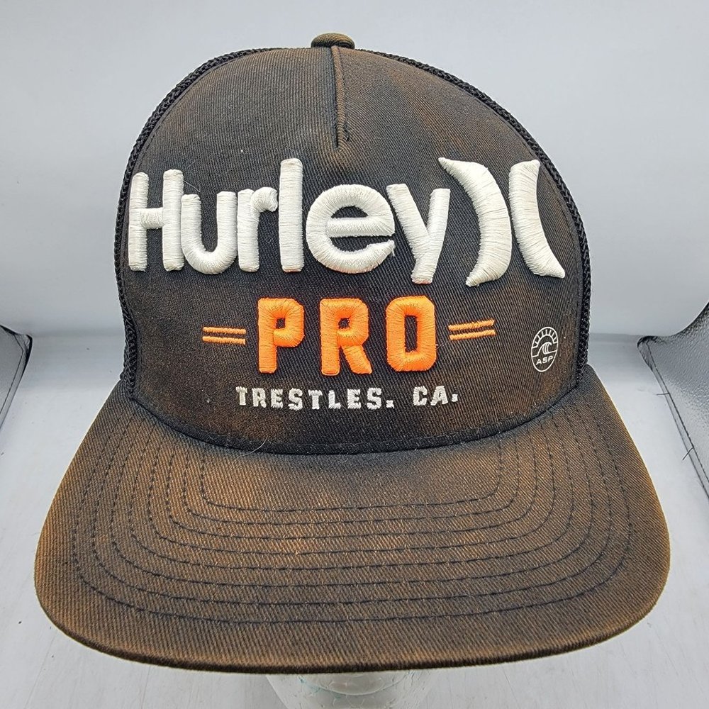 Hurley Pro ASP Surf Flexfit Hat Adult 110 Snapback Mesh Cap Black Embroidered